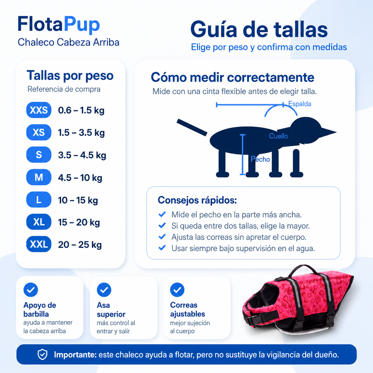 FlotaPup™ | Chaleco Cabeza Arriba
